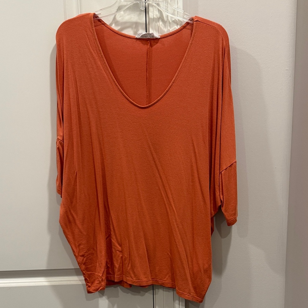 Double Zero V-Neck Orange Tunic Top